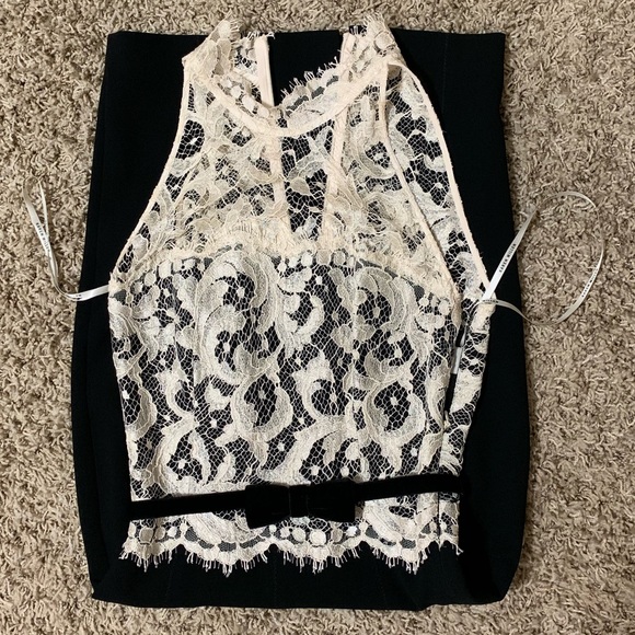 Karen Millen Ivory Lace Black Shift dress S - Picture 7 of 8